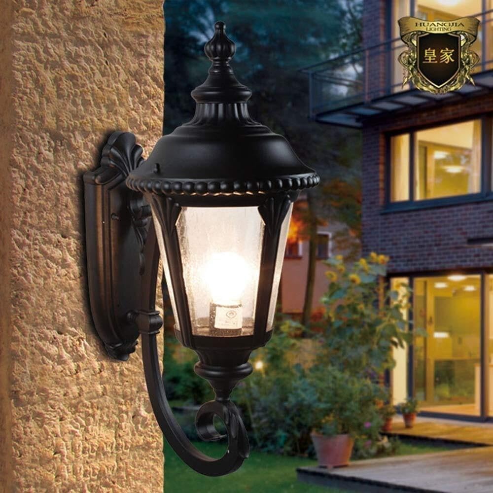 Wejścia Lampa Zewnętrzna Wodoodporna Zewnętrzna Lampa Ścienna Aluminiowa Szklana Kinkiet Ganku Garaż E27 Patio Willa Światło Oświetlenie Ogrodu(19.6 * 50cm)