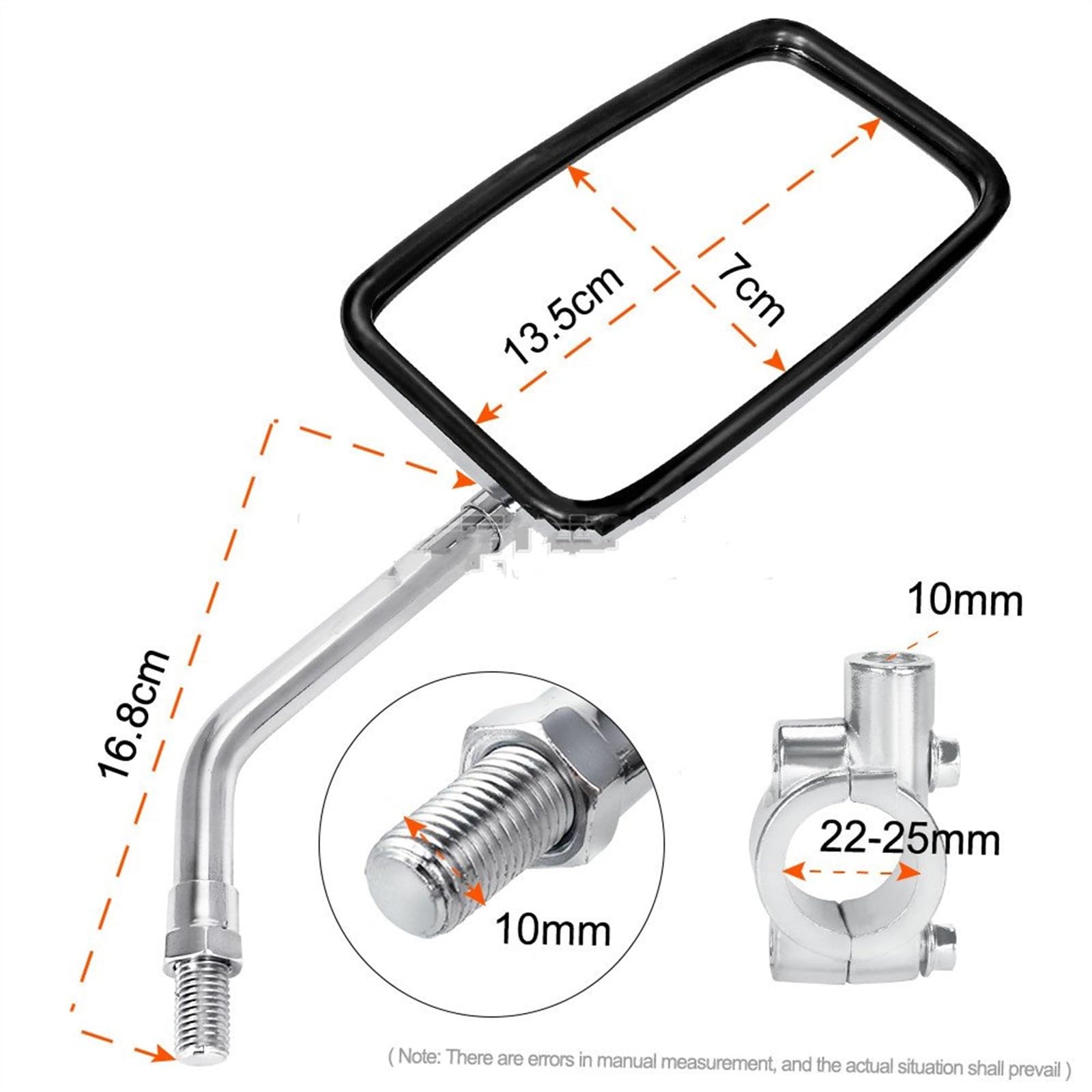 Moto Rückspiegel Spiegel Innerhalb Von 22–25 Mm Fahrradspiegel, Aluminiumlegierung Fahrradreflektor Weitwinkel Dreirad Quad Motorrad Roller Rückspiegel Links Und Rechts | 2PCS With Mount