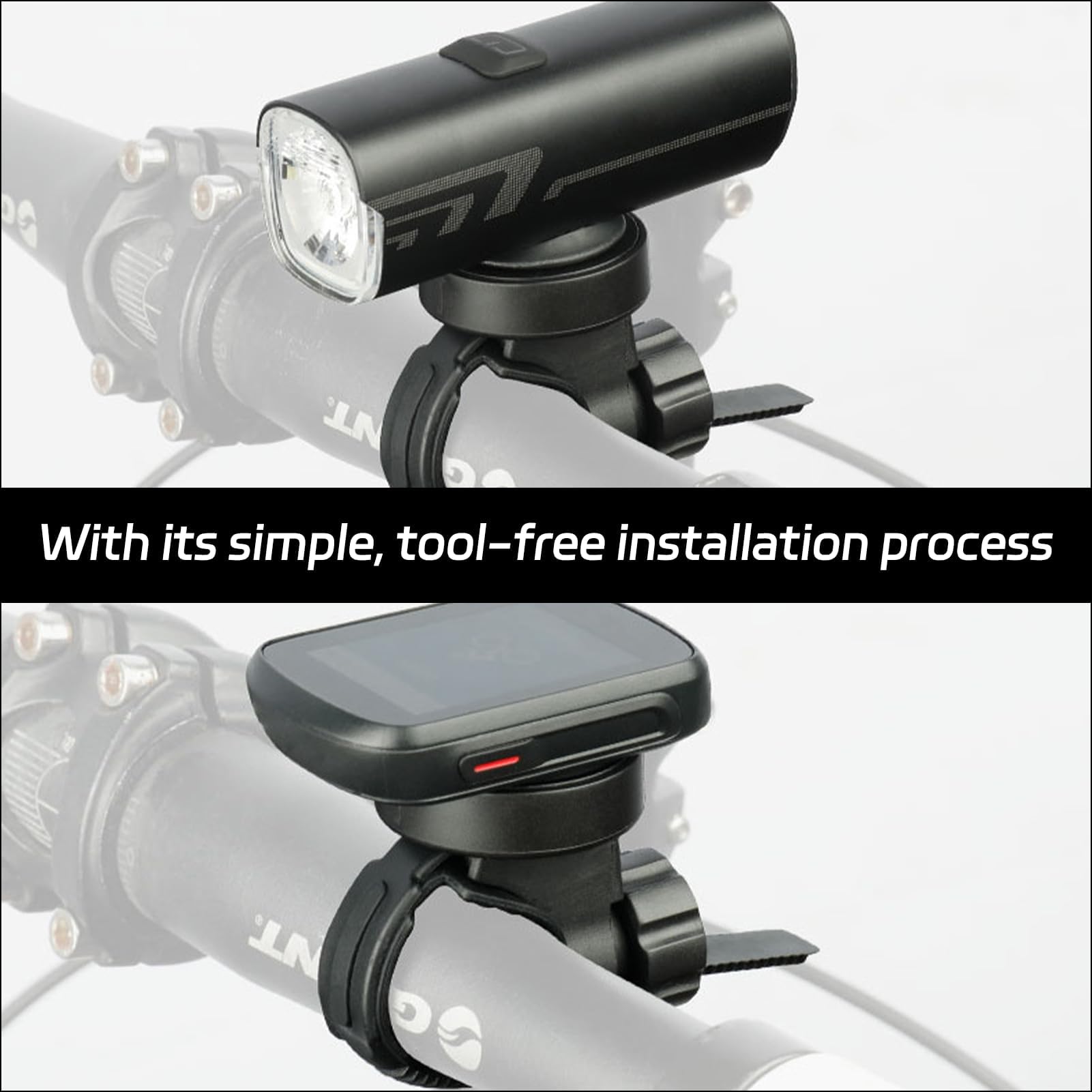 Soporte para ordenador de bicicleta compatible con Garmin Edge,iGPSPORT,XOSS,CooSpo Magene,CYCPLUS GPS,Soporte de luz trasera integrado para manillar de carretera