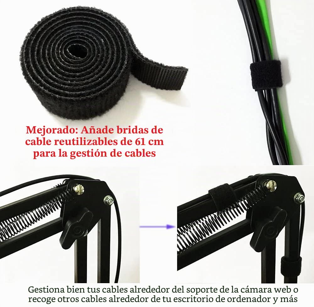 Tencro Webcam Stand Soporte para teléfono Brazo de tijera Soporte para cámara Trípode para teléfonos móviles, Logitech Webcam C920 C930 C922 C615, etc. (Rosca de 1/4 ")