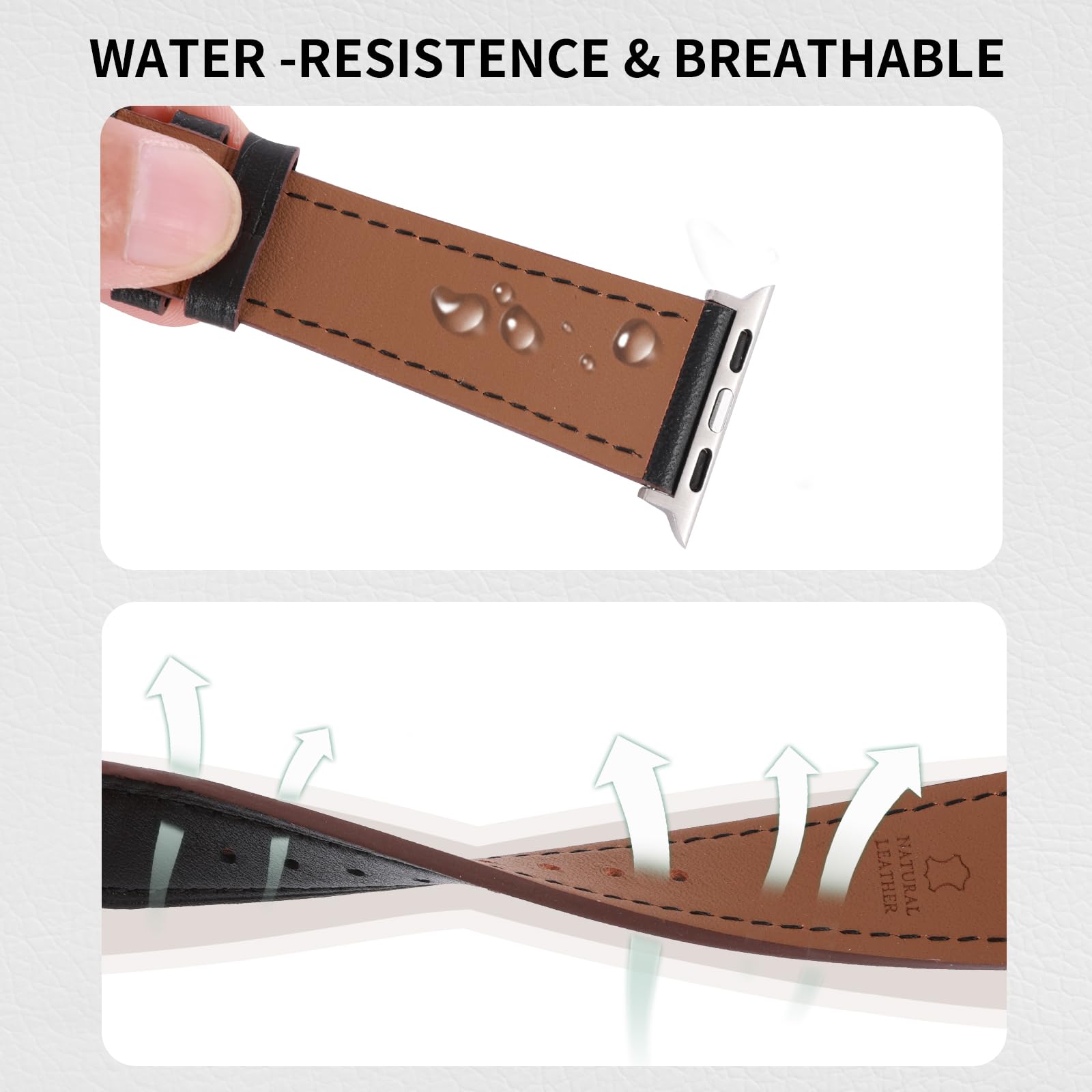 Correas de piel auténtica italiana resistentes al desgaste compatibles con Apple Watch Band de 38 mm, 41 mm, 40 mm, 42 mm, 44 mm, 45 mm, 46 mm, 49 mm, correa de reloj de cuero suave resistente al
