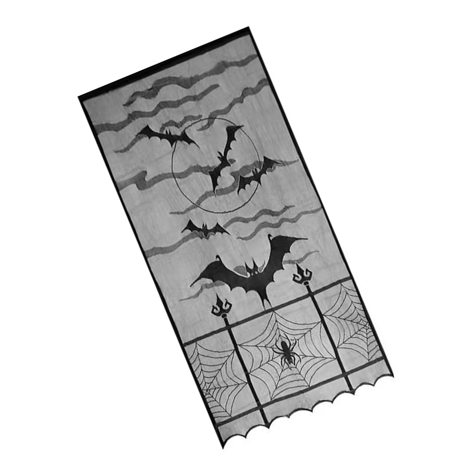 Buxuaaaa Tablecloth Curtain Black Web Lace Table Runner for Halloween Celebration Easy to Clean and Store Table Runner Polyester Decoration