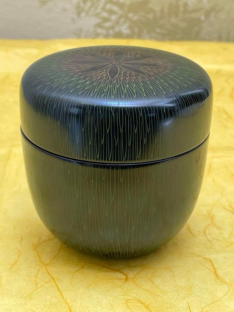 棗 大棗 菊毛彫 中村湖彩作 花模様 桐箱付き 茶道具 裏千家 表千家