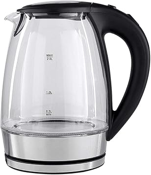 Electric Kettle 2L Electric Glass Kettle 2000W Fast Boiling Tea Coffee Pot Blue LED Light Transparent