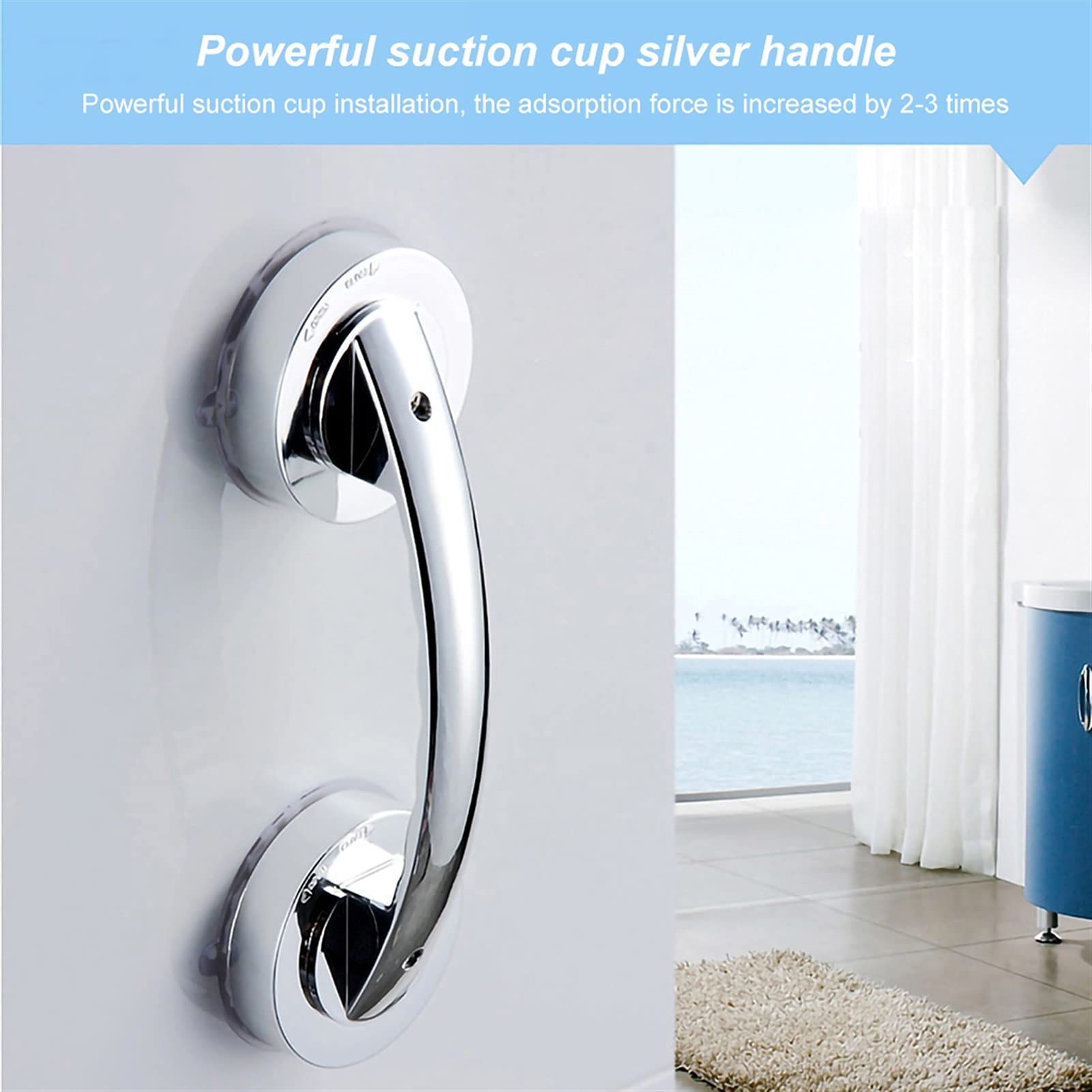 Barra de agarre con ventosa para baño, antideslizante, agarre de seguridad para puerta de vidrio, color dorado