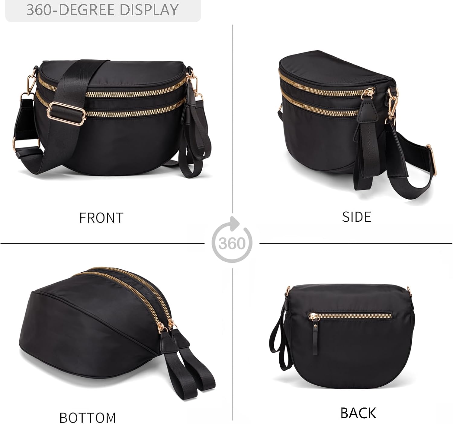 Pure Colour Crossbody Bum Bags for Women Spacious Checkered Cross body Bag Nylon Trendy Fanny Pack for Travel - Image 6