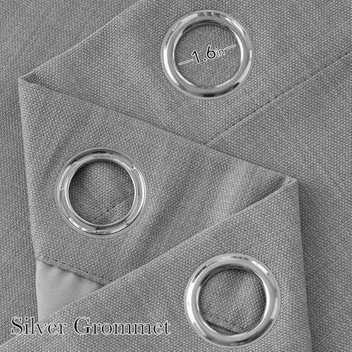 Image of NICETOWN Short Faux Linen Light Grey Blackout Curtains 63 inches Long for Kitchen - Privacy Panels for Living Room Bedroom, Modern Farmhouse Style Easy Care Grommet Top, 2 Panels, W42 by L63
