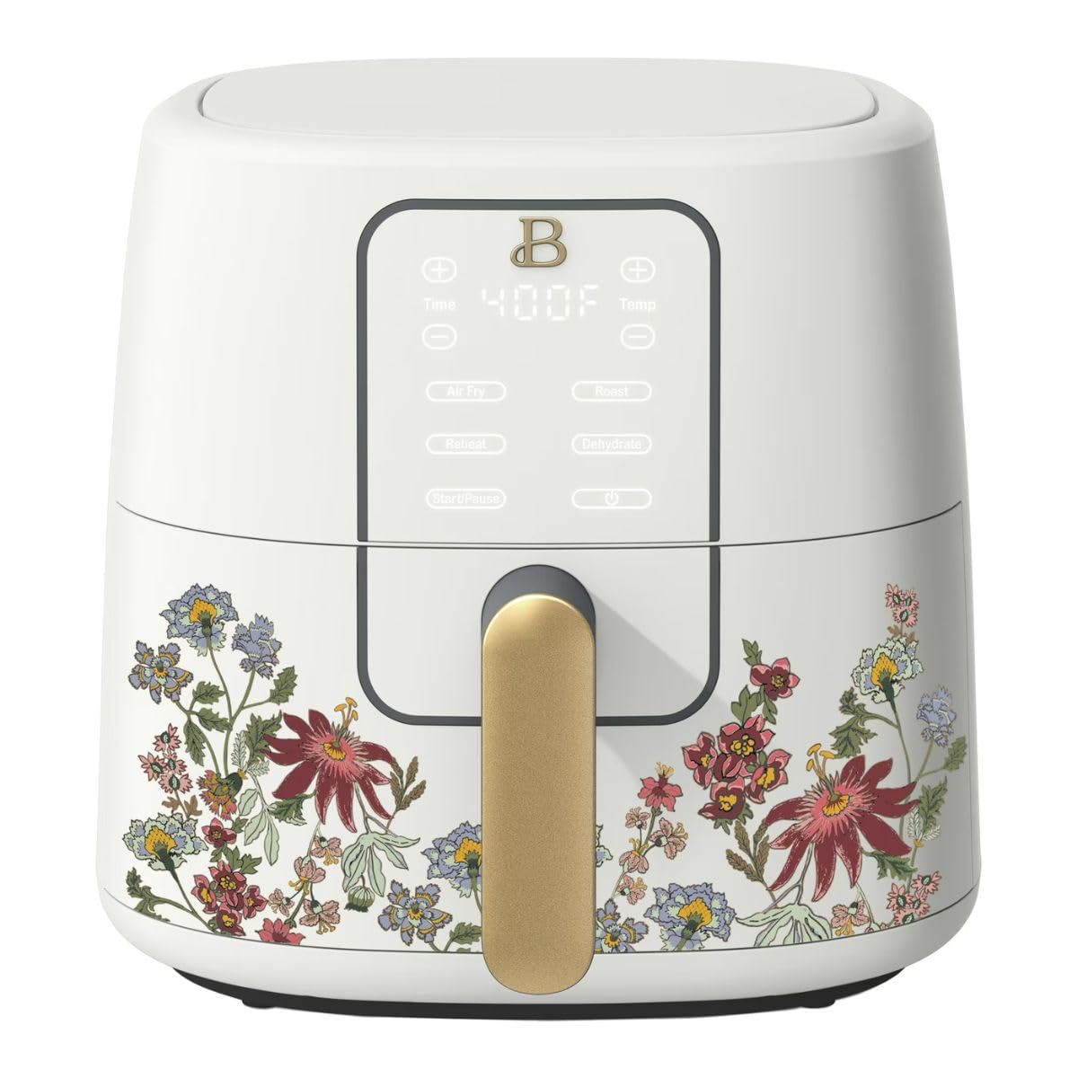 Beautiful 6 Quart Digital Air Fryer with TurboCrisp Technology Matte Finish Touchscreen Nonstick Basket Wildflower White