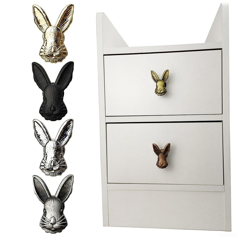 Zoegneer Poignée de meuble en alliage de zinc en forme de lapin, plusieurs options de couleur pour décoration de chambre (bronze)