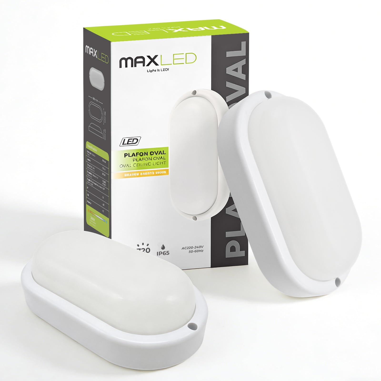 Maxled Light is Led! 2Pack 8W Bulkhead Lights Outdoor 720LM Oval LED Outside Wall Lights Warm White 3000K Ip65 Wall Mount Outdoor Wall Light for Bathroom Hallway Office Corridor Utility Garden Patio