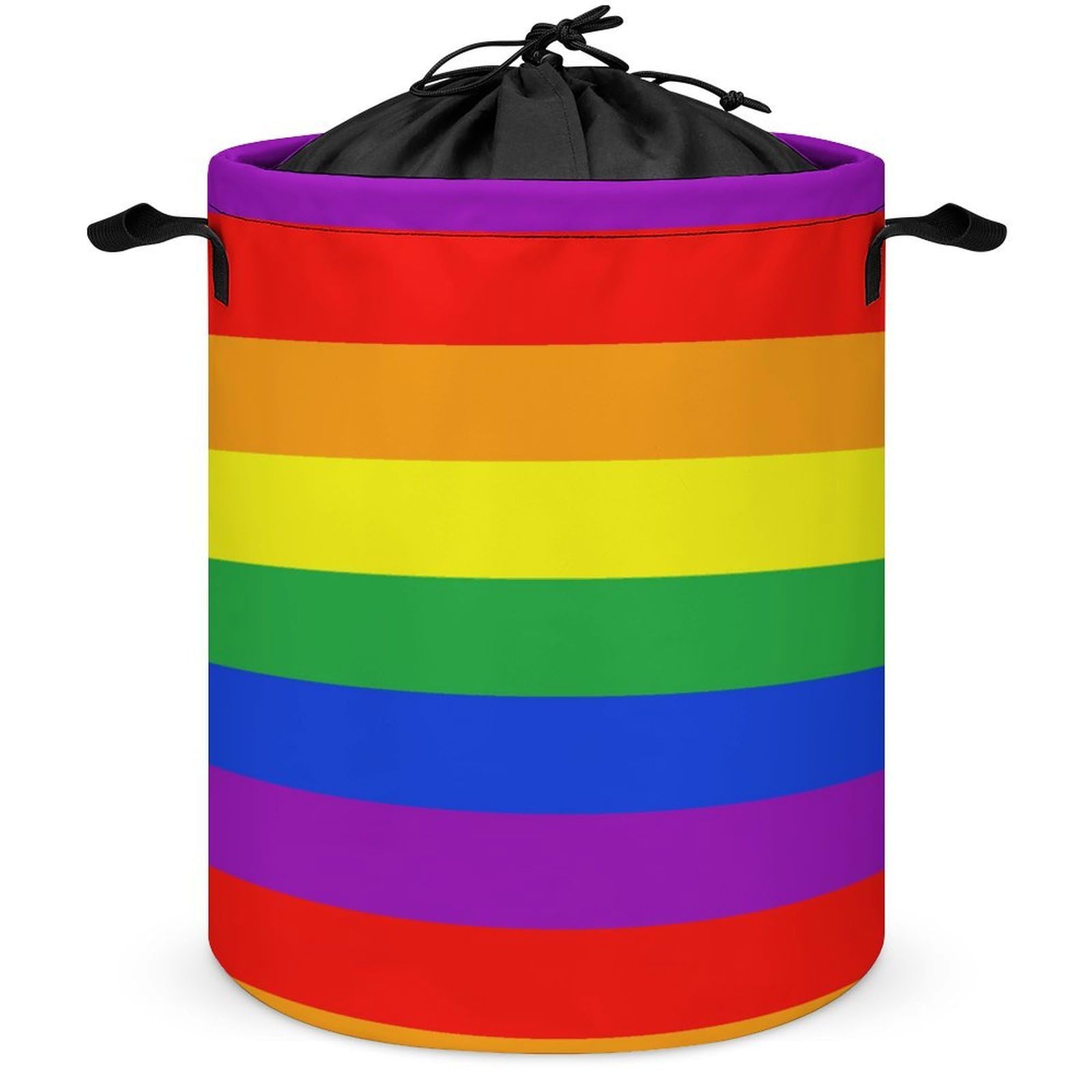 Wlntrophic Drawstring Laundry Hamper, Rainbow Flag Laundry Basket, Washing Basket with Handle