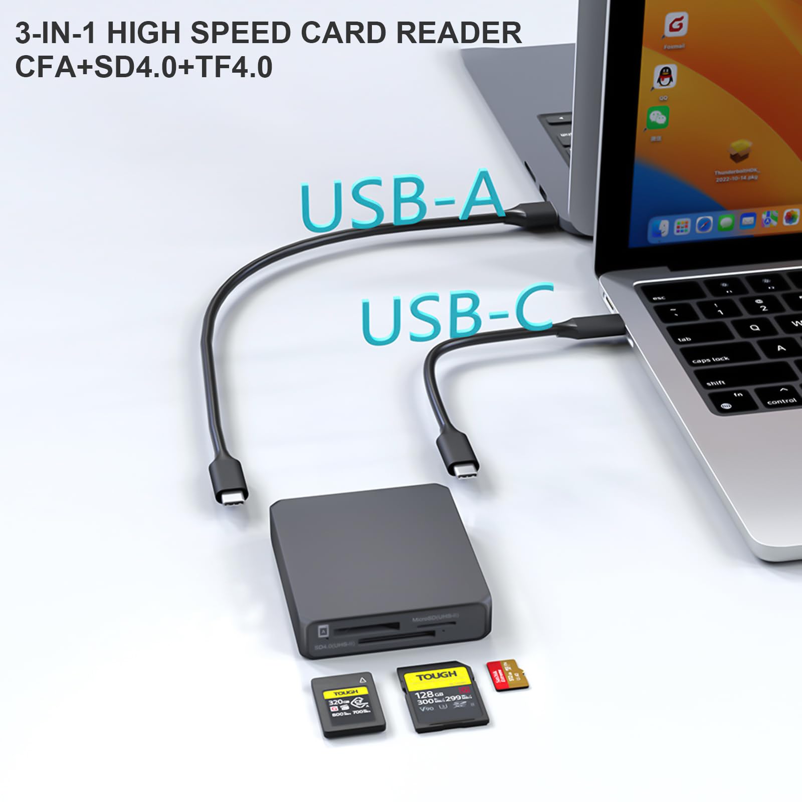CFA+SD4.0+TF4.0 adapter złącza równocześnie czytnik kart USB 3.2 czytnik kart pamięci do laptopa