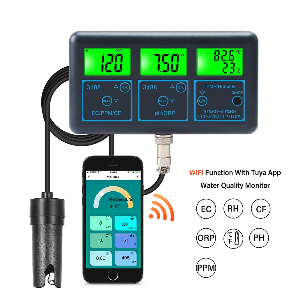 7-in-1 Pool Wasser Tester WiFi pH Messgerät mit App Steuerung