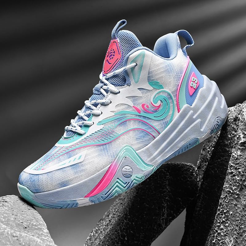 Zapatillas de Baloncesto Unisex caña Alta con Malla Transpirable y Antideslizante, Botas Deportivas Entrenamiento Moda Zapatos para Caminar