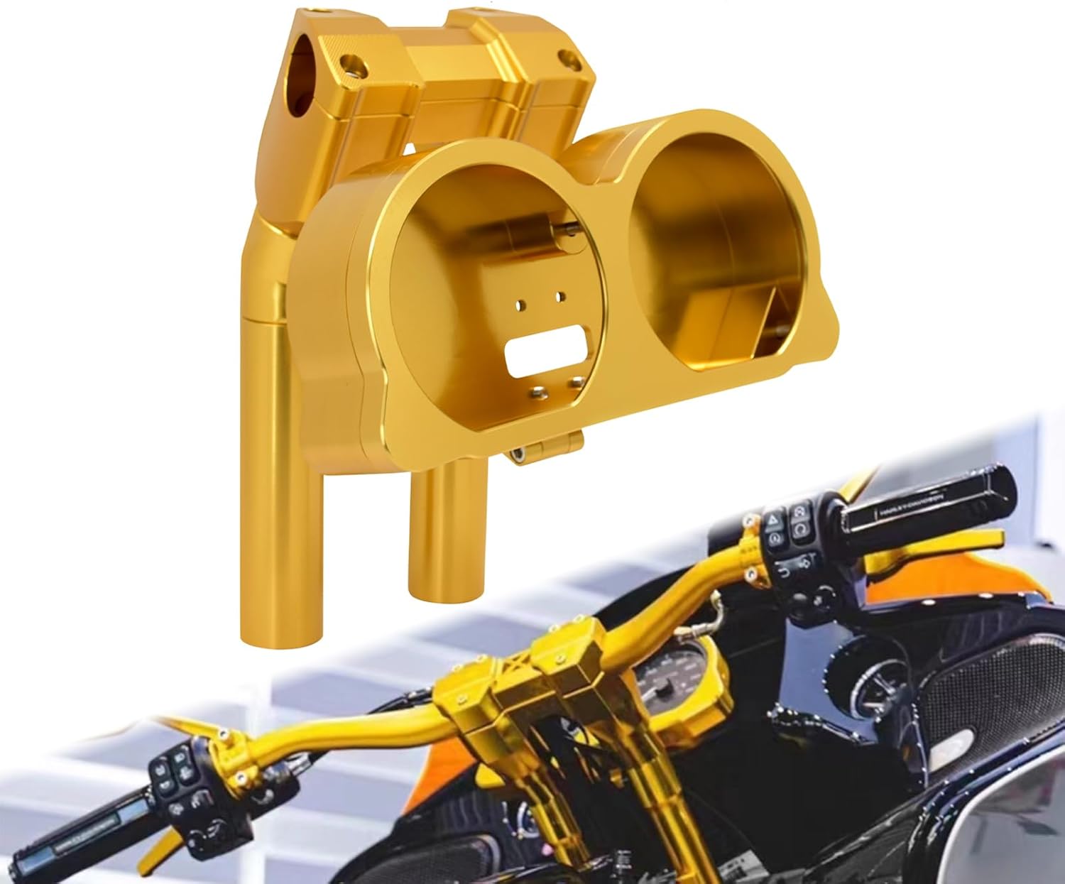 10" Tall Handlebar Risers with Extension Kit Fit For Harley Road Glide FLTRX, Road Glide Special FLTRXS, CVO Road Glide FLTRXSE, Road Glide Ultra FLTRU 2015-UP (Gloden)