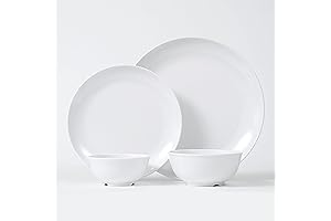 16-Piece White Melamine Dinnerware Set for Unbreakable Outdoor Dining