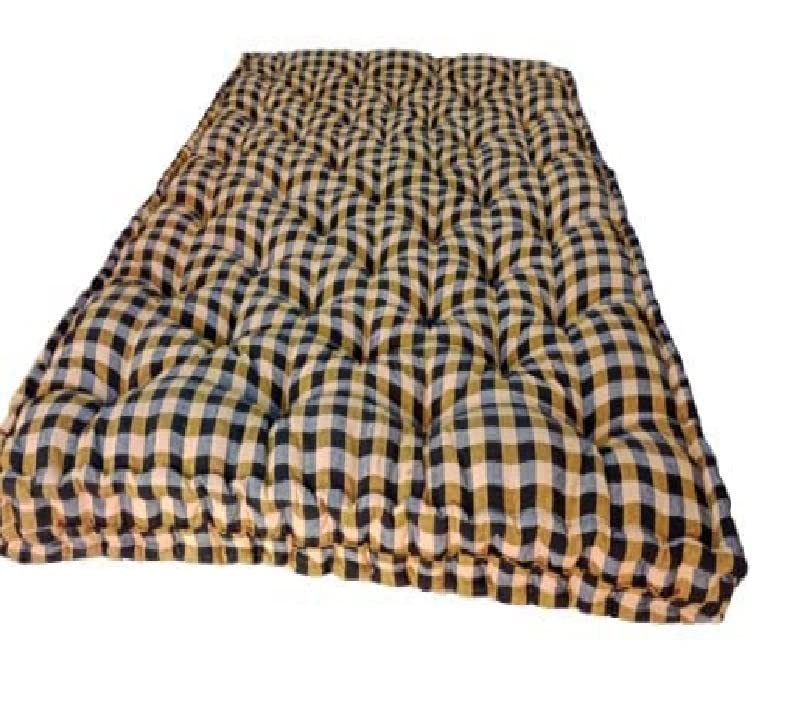 HB MSALA Soft Cotton Foldable Bed Quilt Mattress – Firm Gadda for Floor & Bed, Box Pattern Mattress, 72 x 48 Inches, 8 kg, Black Hosiery Cotton