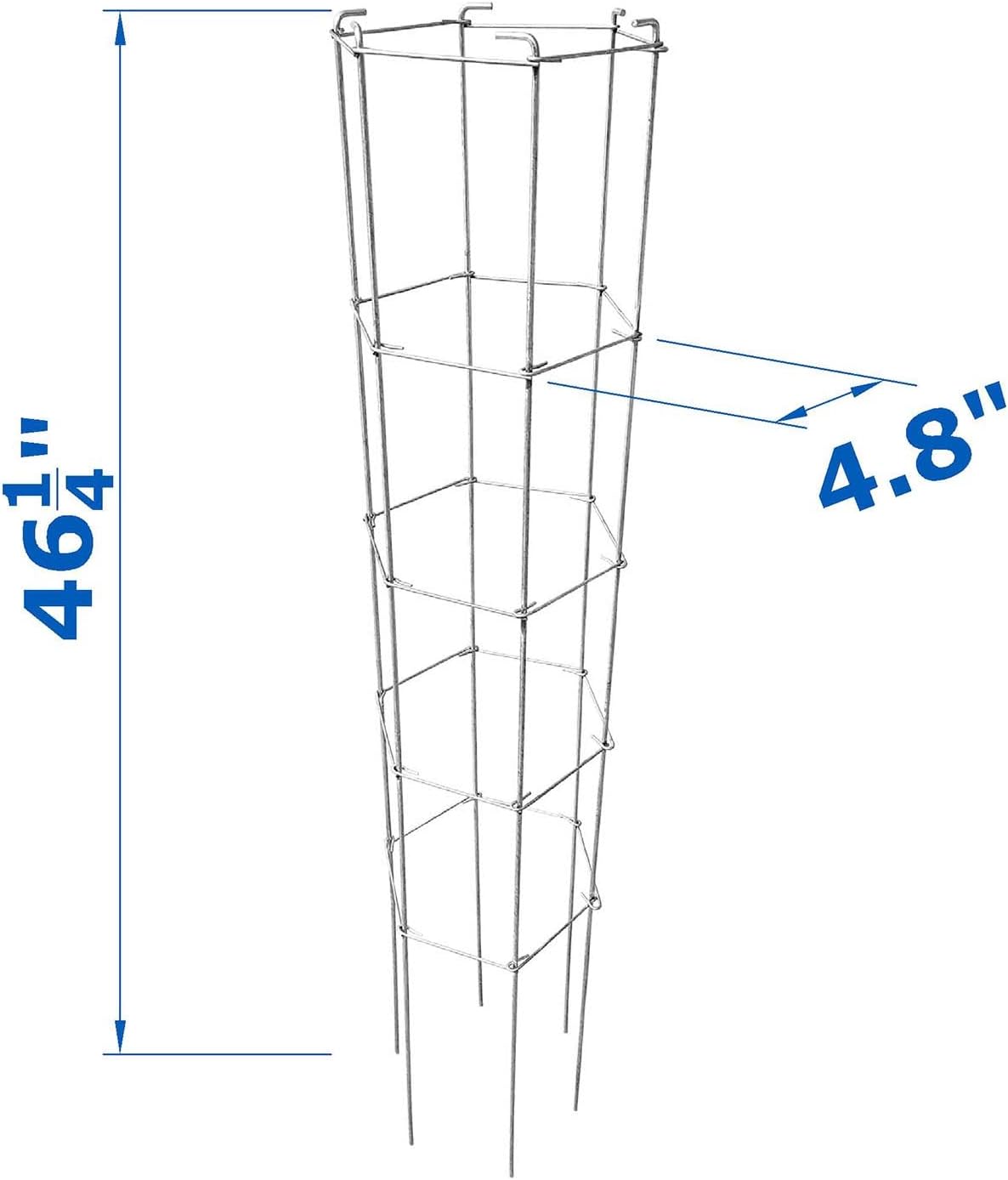 46 Inch Height 5PCS Galvanized Hexagon Folding Tomato Cage,Climbing Plant Support Tower Vegetable Stake Trellis