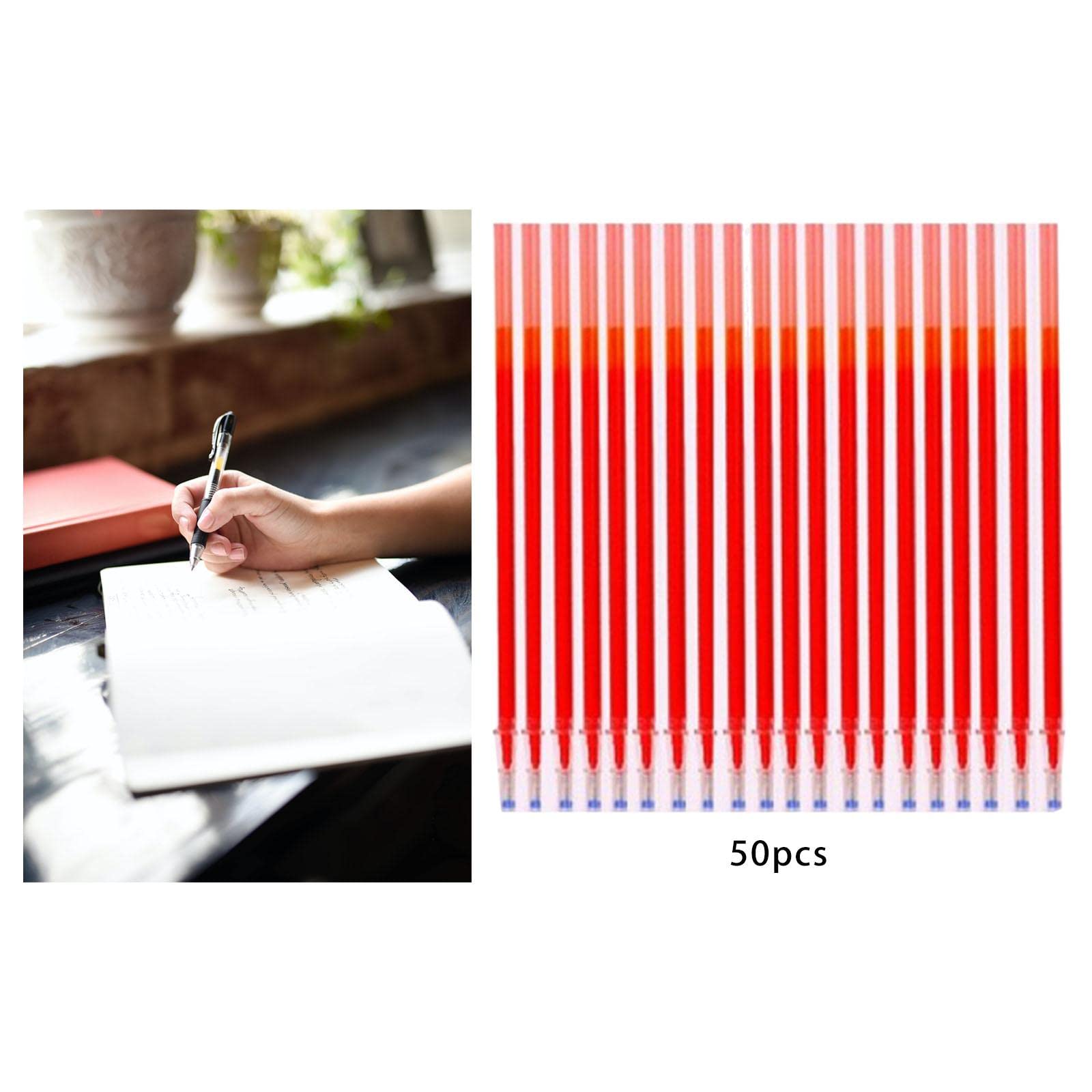 Juego de 10 recambios de bolígrafo borrables con calor para costura, 50 unidades, color rojo