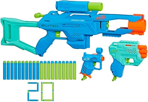 Miniatura 2 de Nerf Elite 2.0 Tactical 3-Blaster Pack - Operador BD-2, Trio TD-3, Ace SD-1 Blasters y 20 dardos (multicolor)