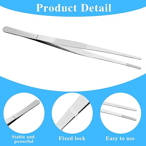 Miniatura 3 de Pinzas de 12 pulgadas, pinzas de cocina, pinzas de acero inoxidable, pinzas delgadas para cocinar, pinzas de cocina con puntas dentadas de