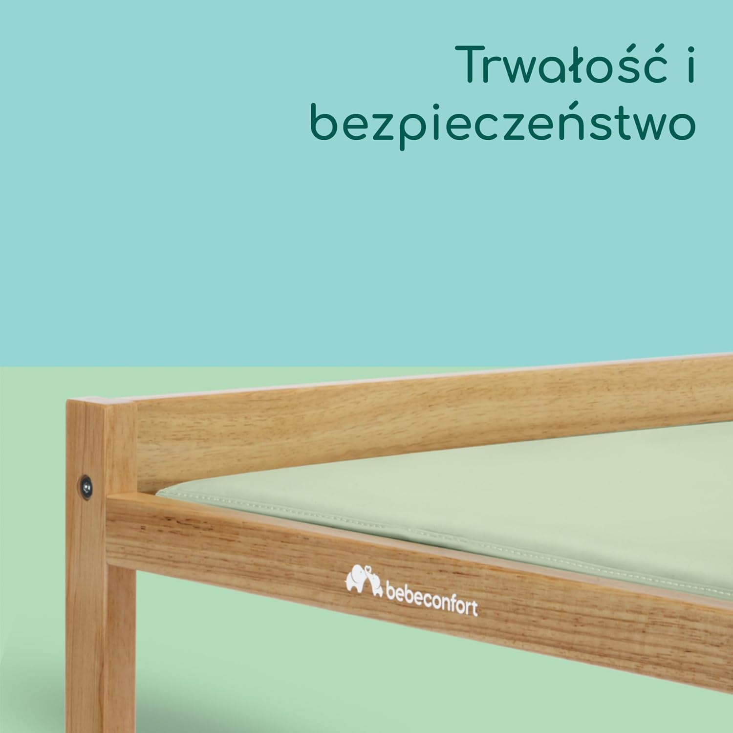 Bebeconfort Daisy 2, Przewijak dla Dzieci, 0–12 mies. (11 kg), z Matą do Przewijania, Wodoodporny, Łatwe Czyszczenie, Gwarancja Bezpieczeństwa, Wygodny dla Rodzica, Półka, Łatwy Montaż, Natural Wood
