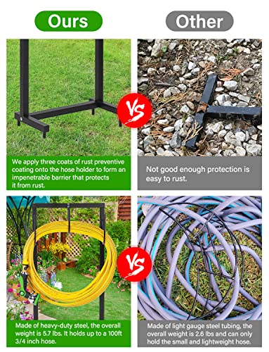 Garden Hose Holder Freestanding Thicker Metal Hose Stand Securely Hold Hose 3/4 Inch X 100 Ft, Detachable Water Hose Stand For Outdoor Yard #TOP3