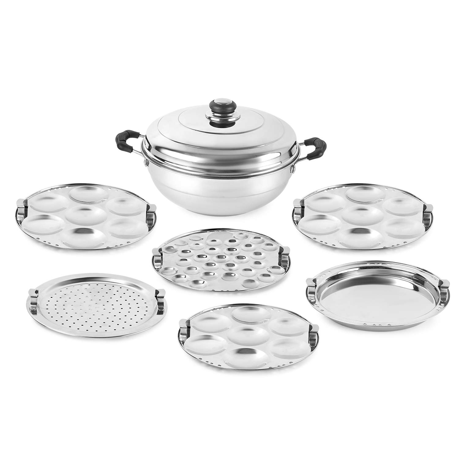 Cello Stainless Steel Induction Base Idli Cooker and Multi Kadhai, 6
