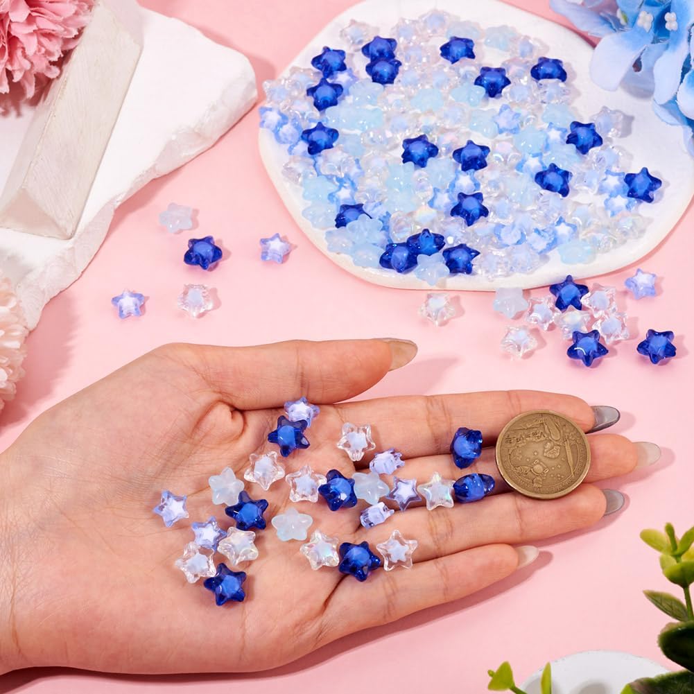 150Pcs Star Transparent Acrylic Beads Mix 5 Styles Star Acrylic Beads Blue Colors Shaped Cute Bead for Jewelry Making DIY Necklace Bracelet Earring Keychain Bead - Image 4