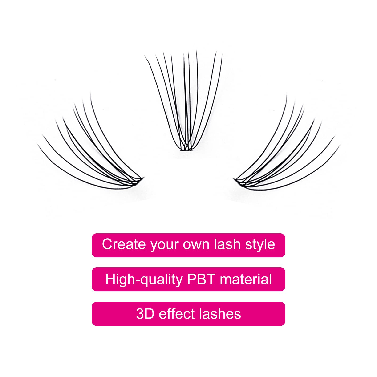 Fadlash Estensione Ciglia Individuali Spessore 0.07mm 10 Root C Curl 12mm Lunghezza Singola Ciglia a Grappolo DIY Individuali