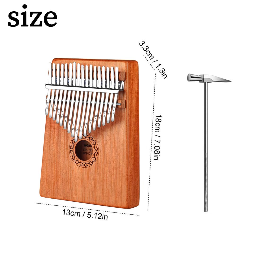 Kalimba 17 Tasti Pianoforte a Pollice - Kalimba 17 tasti Thumb Piano, Strumento per pianoforte a pollice in mogano, Portatile Professionale Pianoforte, con Accessori e Istruzione e martello