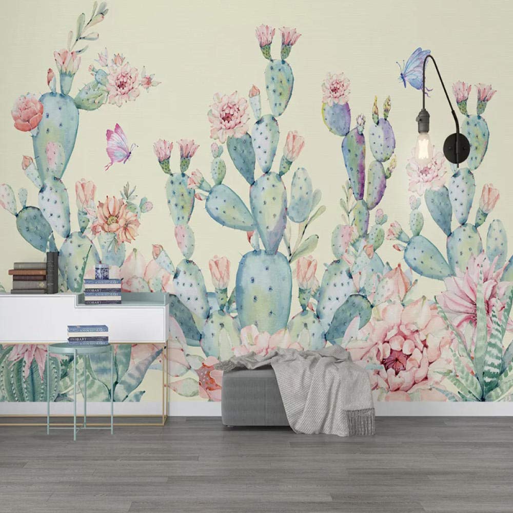 Carta da Parati 3D murale Dipinta a Mano con Foto di Cactus Carta da Parati per Soggiorno Camera da Letto Decorazioni per la casa Pittura murale Artistica -200X140cm