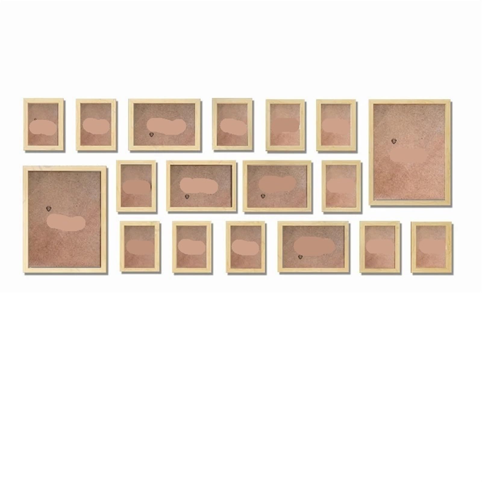 Cadre photo en bois naturel : lot de 18 cadres muraux pour salon