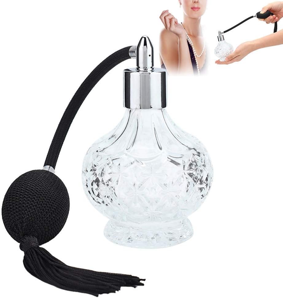 Vintage Perfume Atomizer, Crystal Art Glass Spray Bottle with Tassel (90ml)