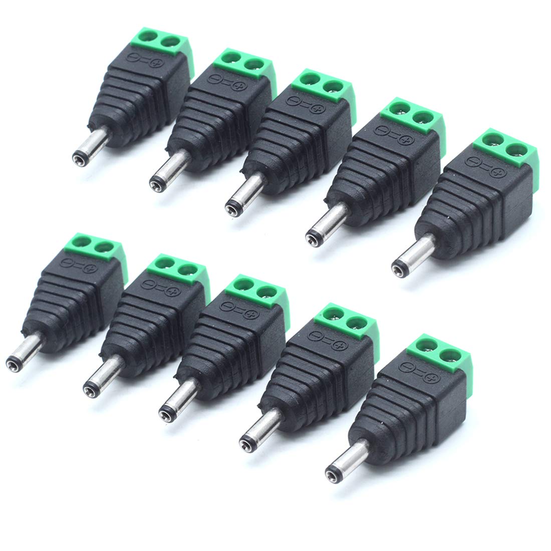 Sscon 10pcs Male DC Power Connector 3.5mm x 1.35mm Cable Jack Adapter Connector Plug for Security Camera Green