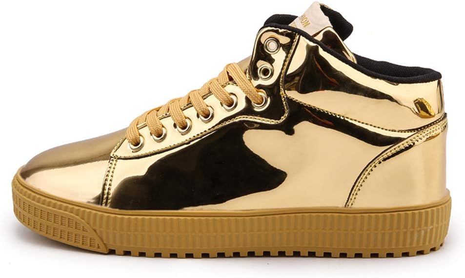 Couple High-Top Sneakers Women Men Casual Mirror Trend Sequins Running Shoes
