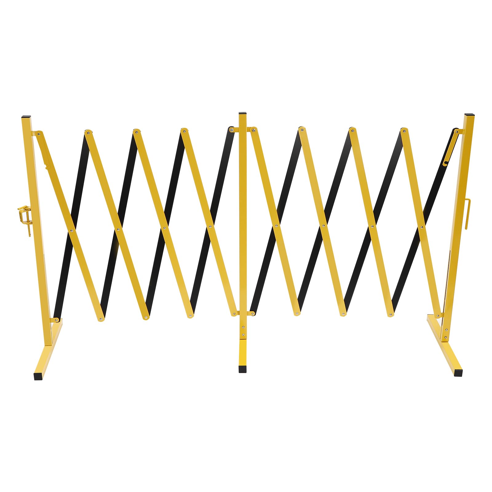 16.4 x 4.2 ft Expandable Metal Barrier Gate, Mobile Barrier Gate, Adjustable Traffic Fence, Portable Retractable Fence, Folding Security Gate Yellow and Black (No Wheel)
