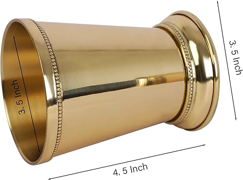 Miniatura 3 de HANDTECHINDIA Vasos de latón para coctel de menta, vasos de jugo de menta de 12 onzas con acabado dorado para Moscú Mule o Kentucky Derby (liso, 2)