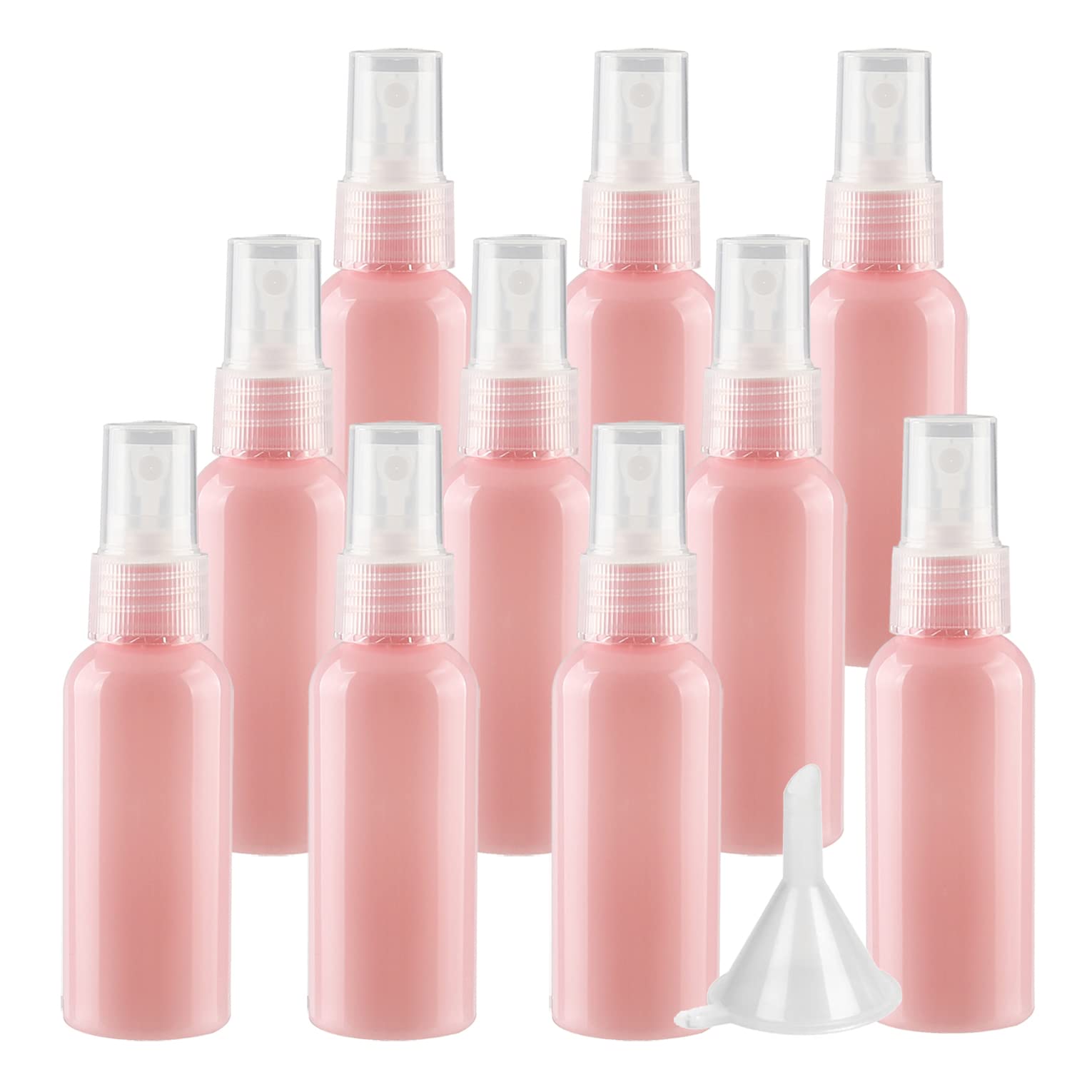 100 Piezas 50ml Rosa Recargable Botellas Con Sprayer Transparente para Limpieza Fina Botella de Spray Vacías Plástico, para Perfume Viaje Artículos de Agua Cosmético Alcohol + 1 x Embudo