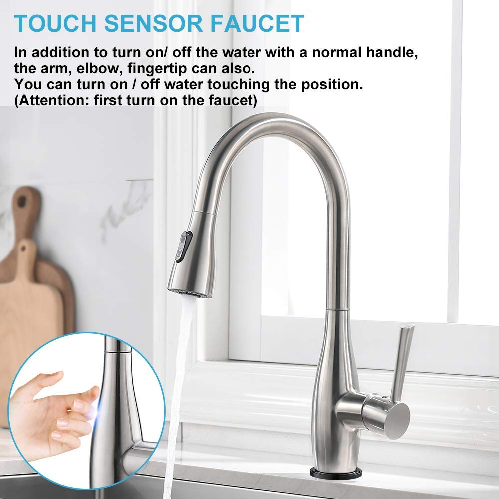 CREA Touch Sensor Kitchen Tap, Pull Out Kitchen Mixer Tap with Dual