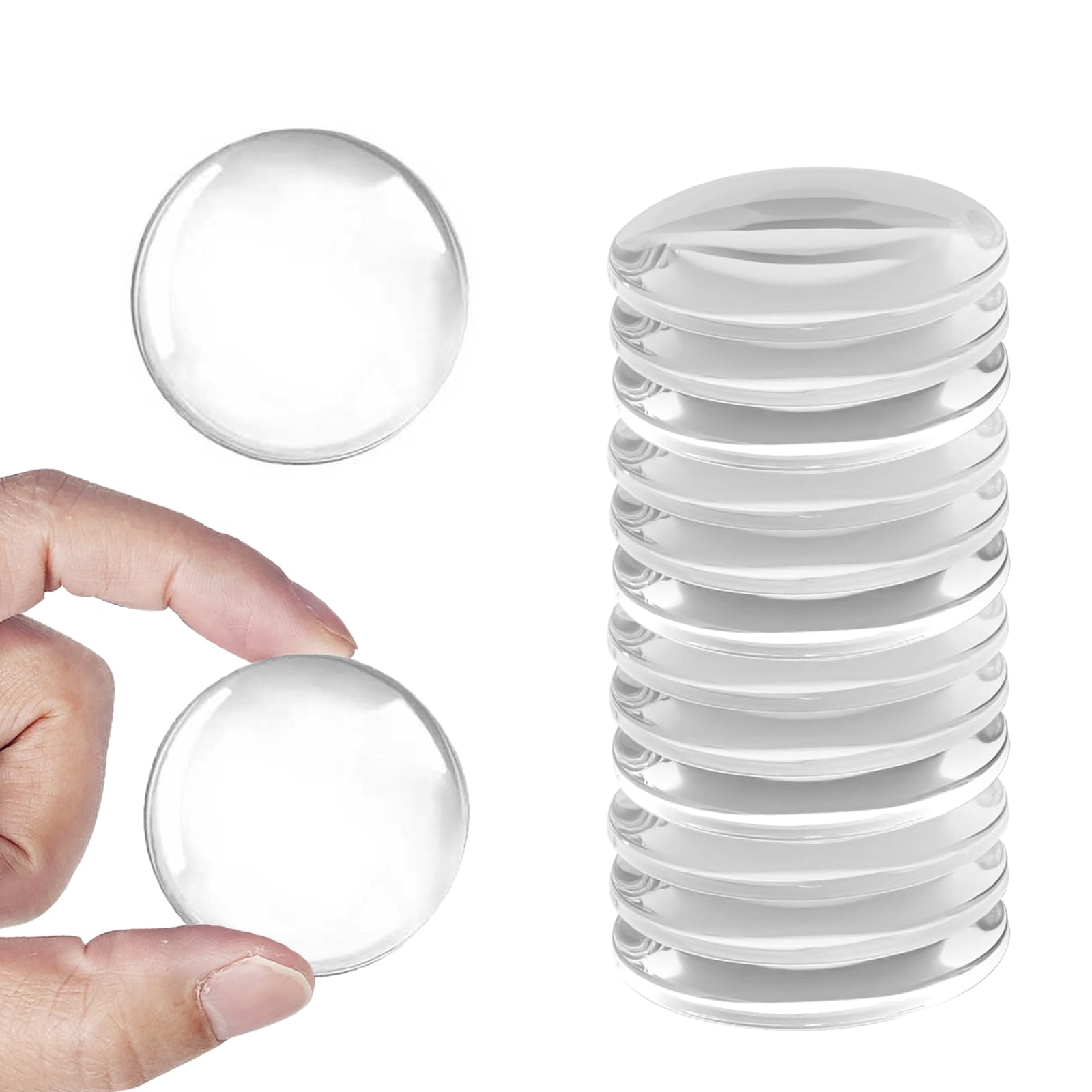 12 Pack Adhesive Door Stoppers, Transparent Door Stopper Wall Protector Silicone Quiet Door Stop Door Handle Bumper for Wall Fridge Cabinets (1.57inch)