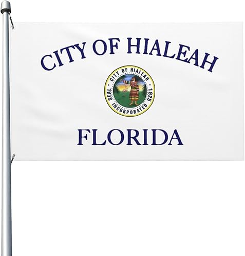Miniatura 1 de POOEDSO Bandera de Hialeah, banderas de Florida de 3 x 5 pies, bandera de doble cara para exteriores, poliéster, ligera, decoración de patio para el