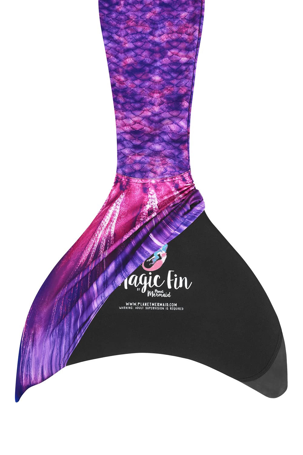 Mermaid Planet Frauen 3 Stück Lebendige Farbe Schwimmen Meerjungfrau Schwanz Top & Verschleißfest Magic Fin Monoflosse, Purple Rain, 10-12