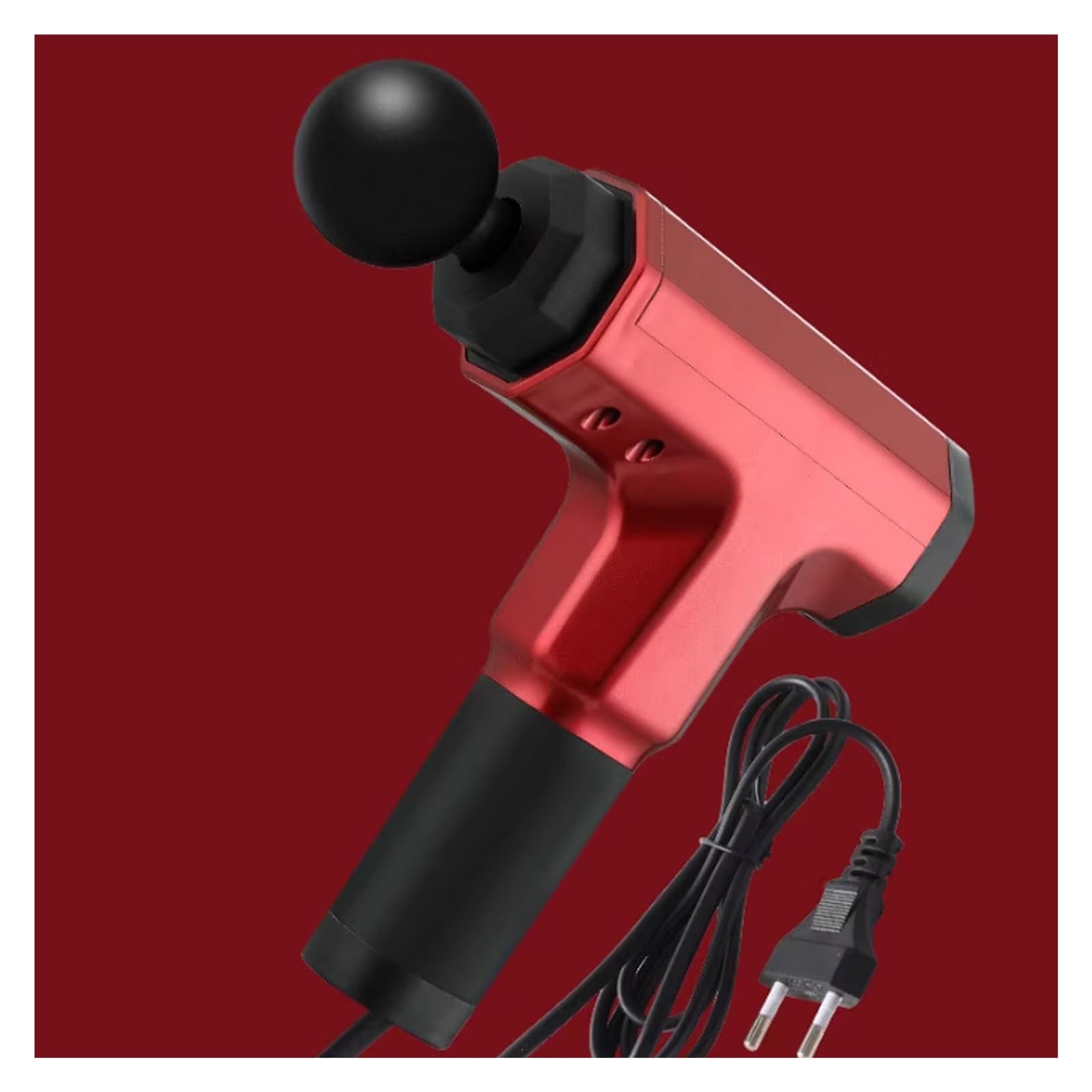 Muto Pistola for massaggio in plastica con 2 velocità e 4 testine massaggianti, potente e silenzioso, motore brushless silenzioso. compatto(Rot)