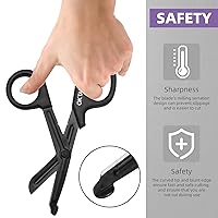 Vista 6 de OK TAPE Shears - Bandage Scissors，Medical Scissors, EMT Trauma Shears, Non-Stick Scissors, First Aid Outdoor Stainless Steel Teflon, Black Handle