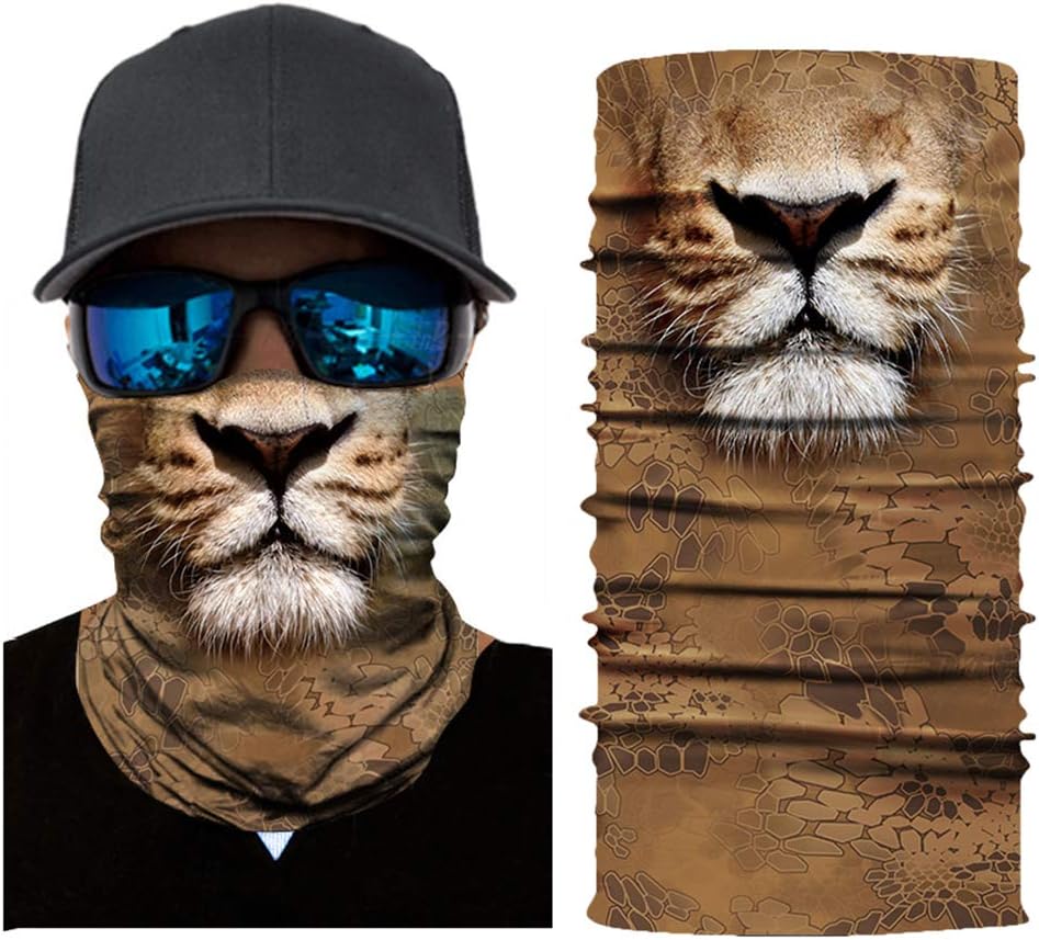 3D Animal Seamless Bandana Rave Face Mask Dust Wind UV Protection Scarf Sports Headwear Neck Gaiter Balaclava for Men,Women