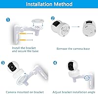 Vista 8 de Soporte de pared compatible con TP-Link Tapo C210/ C200 y Kasa Indoor Pan EC70/ EC71/ KC410S, soporte ajustable de ángulos de 180 grados