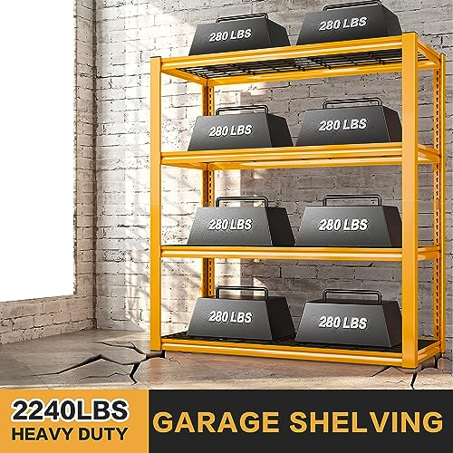 REIBII 40"W Garage Shelving Heavy Duty Loads 2240LBS Garage Storage Shelves Heavy Duty Shelving 4-Tier Adjustable Metal Shelves for Storage Rack Industrial Shelving Utility Shelf,40"W X59.5"HX19.5"D