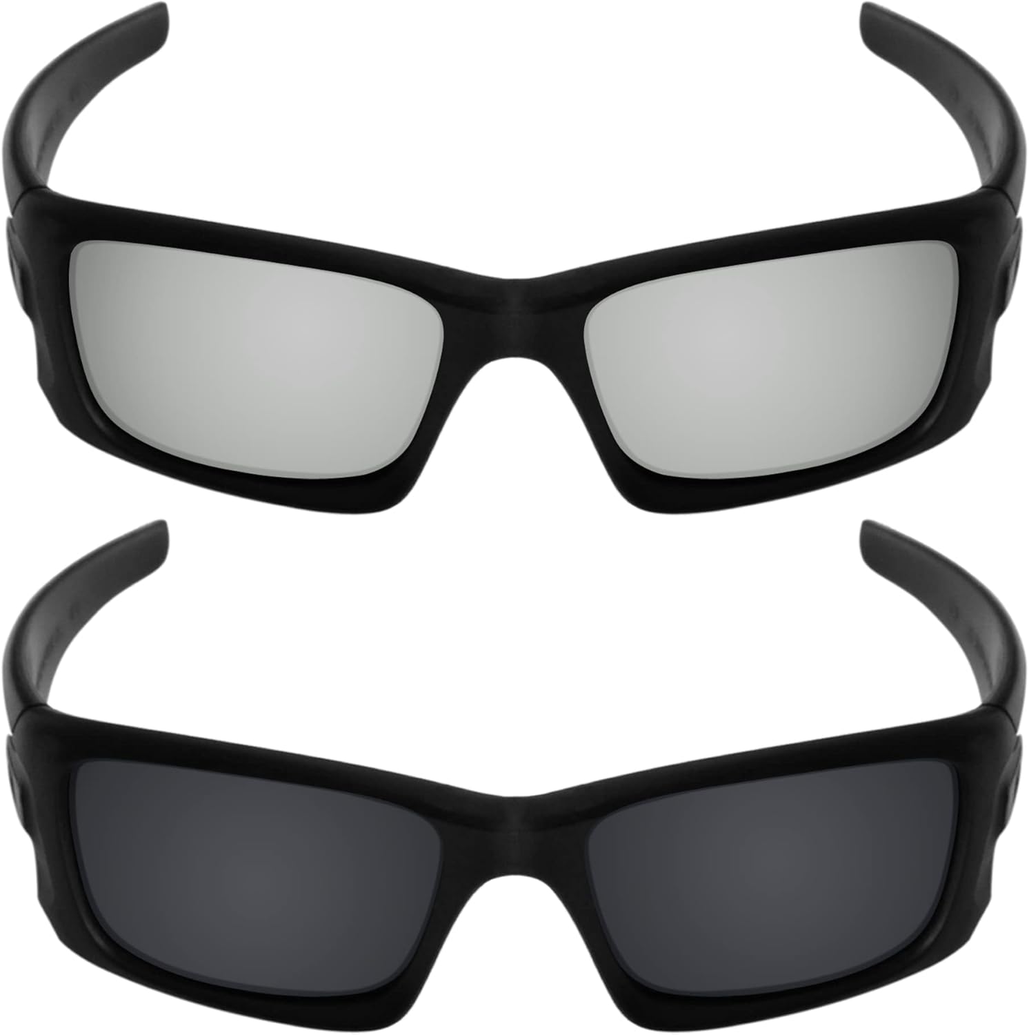 Galvanic Replacement Lenses for Oakley Crankcase OO9165 Sunglasses - Chrome + Black Polarized - Combo Pack