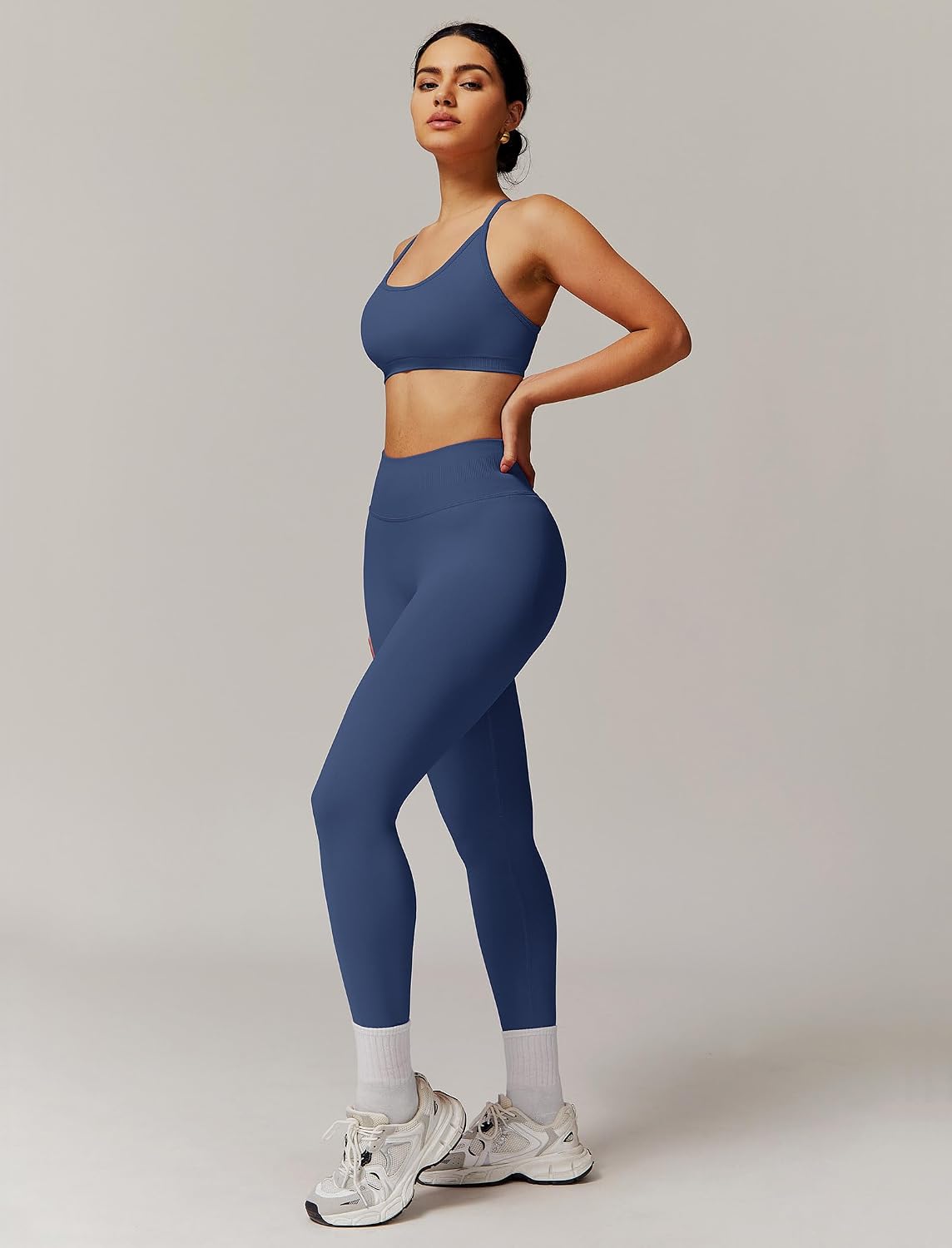 ABOCIW Workout Sets for Women 2 Piece Seamless HIgh Waist Scunch Butt Lifting Leggings Strappy Sports Bra Gym Outfits